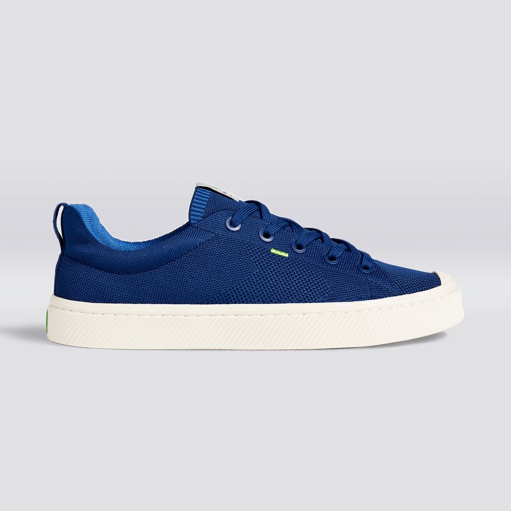 IBI Cariuma Low Top Bamboo Weave Knit Vegan Bleu Homme | JRC-6580126